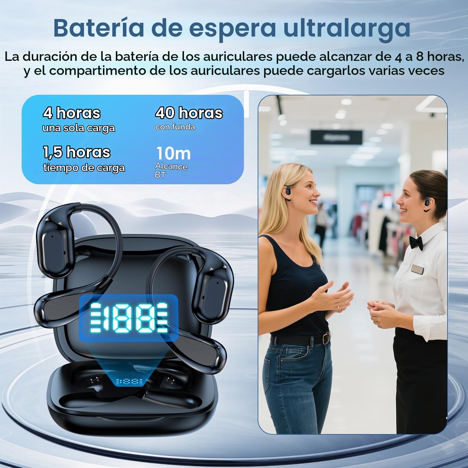 AI Auriculares de traducción en Tiempo Real, 6 Modos de traducción, admite 150 Idiomas y traducción sin conexión, Auriculares traductor Bluetooth 5.4, adecuados para reuniones y Viajes.