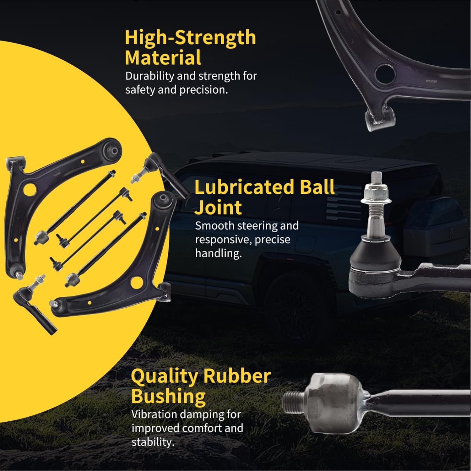 Front Lower Control Arm Fit for Lexus ES300 2002-2003 Toyota Camry 2002-2003 K620334 K620333 + 2 Ball Joint + 6 Tie Rod + 2 Sway Bar - 10 Set Suspension Kit