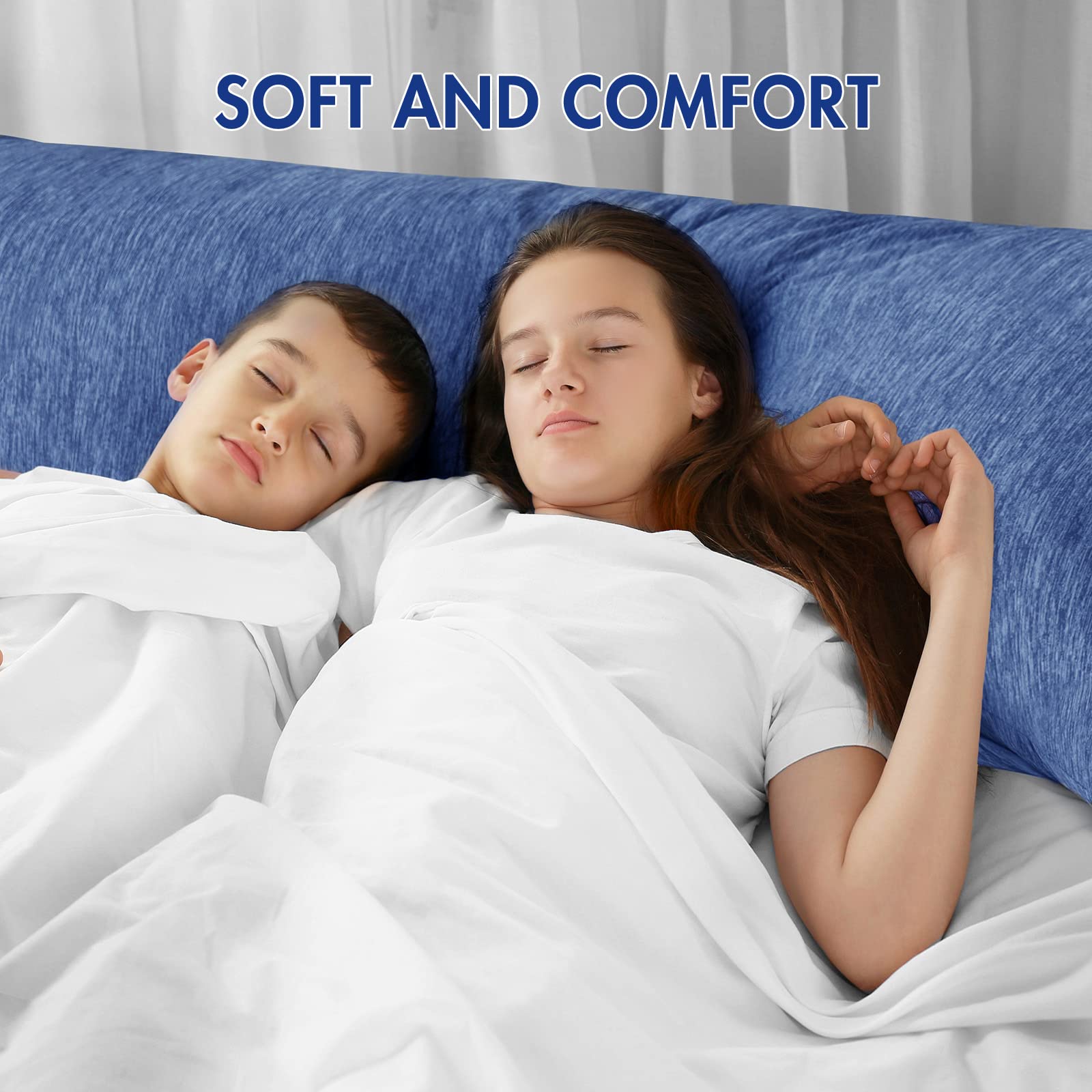 MIULEE Body Pillow for Adults Shredded Memory Foam for Sleeping - Firm and Fluffy Long Pillow w/Removable Cooling Breathable Pillowcase for Pregnancy/Back/Stomach/Side Sleeper 20x60 Inch Blue