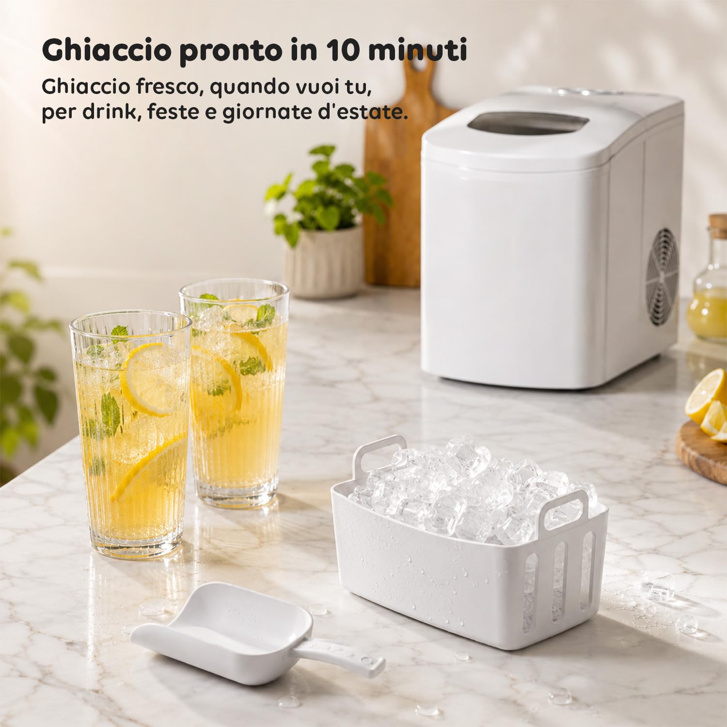 Avilia - Macchina Ghiaccio 10Kg/24h 150W, serbatoio 1,7L per Bevande e Cocktail, Uso Domestico e Professionale, Rapida Produzione 9 cubetti in 10 Minuti, Bassa Rumorosità