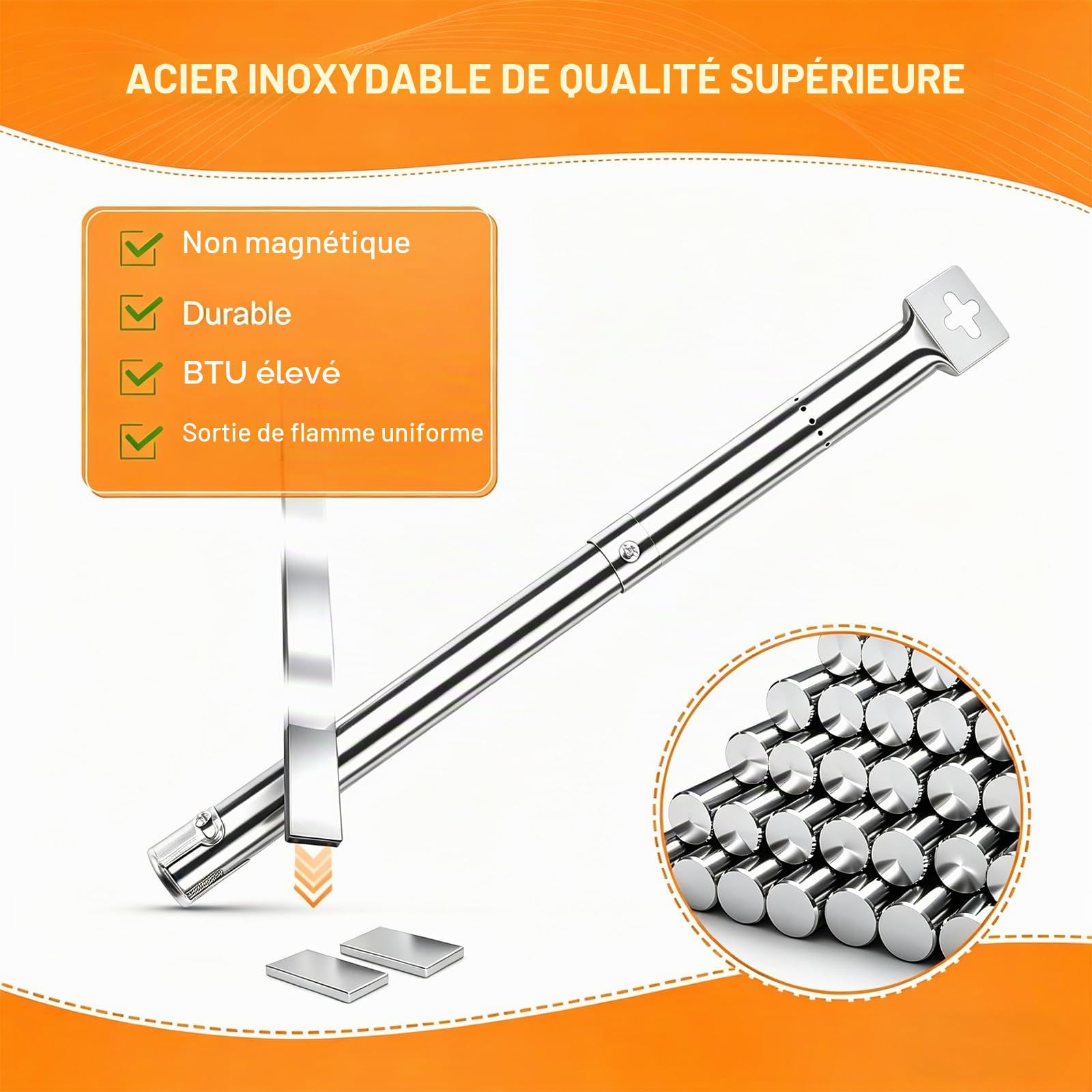 GFTIME 31-45cm Brûleur Universel Pièces détachées pour Landmann Triton 2, Enders Monroe, Tepro, Campingaz, Taino, Proficook, Barbecook, Brûleur Tubulaire Réglable, 3 pièces