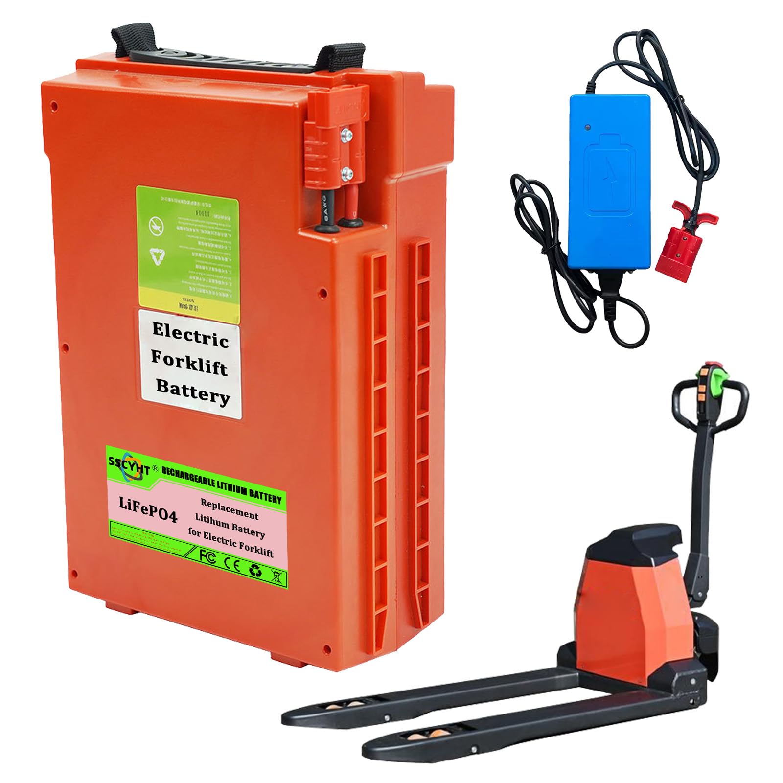Batteria transpallet elettrico 24V 48V Batteria al litio per transpallet elettrico CBD20YLi Batterie ricaricabili per sollevatore telescopico con maniglia,48v20ah with charger