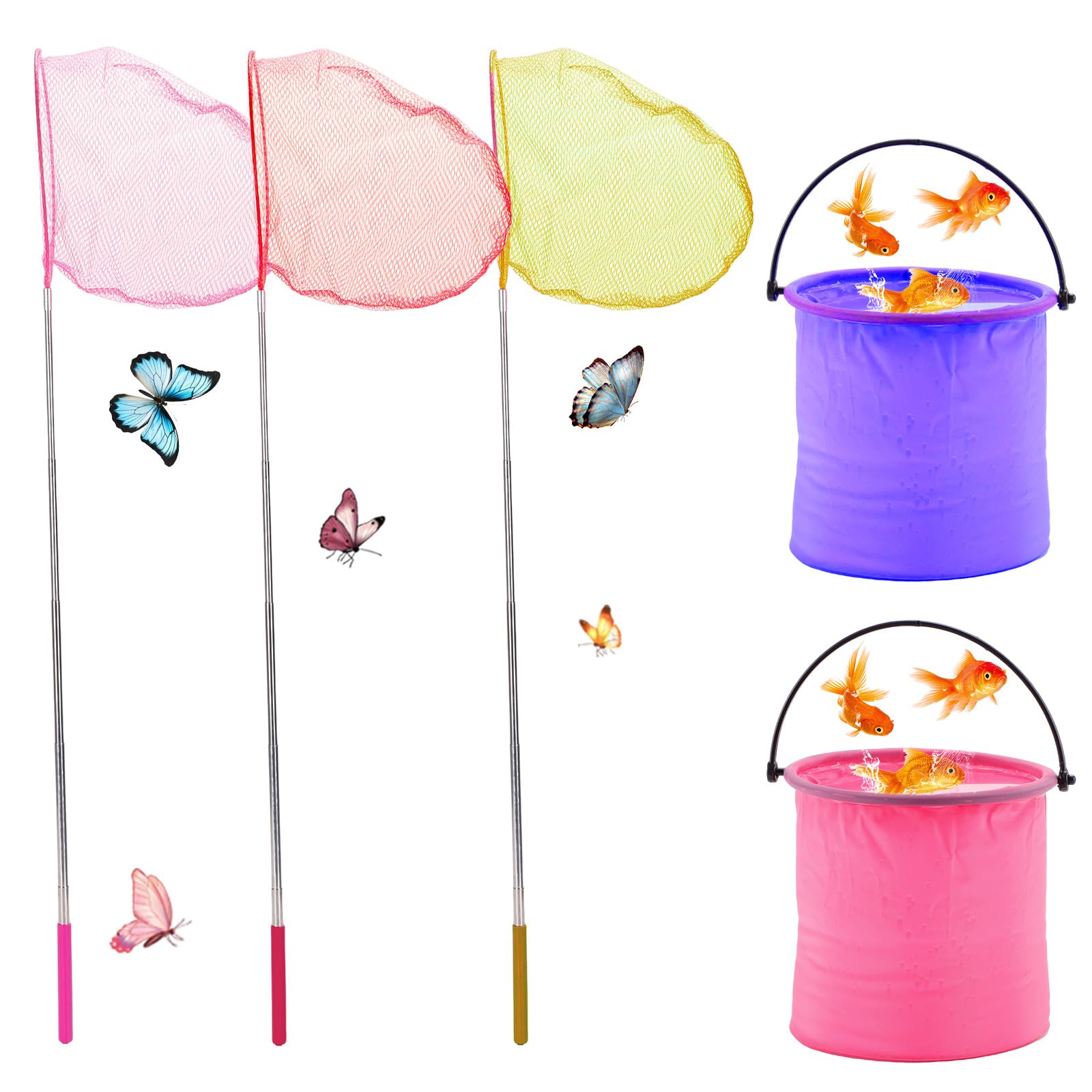 Pack De 3 Redes De Mariposa Telescópicas – Mango Antideslizante Para Atrapar Insectos Y Peces