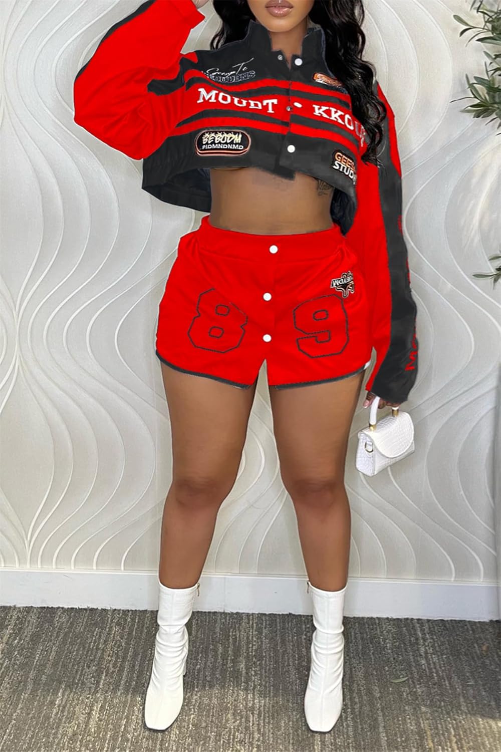 Women Varsity Jacket Motorcycle Detachable Letter Graphic Racer Vintage Colorblock Baseball Coats Streetwear - Image 6