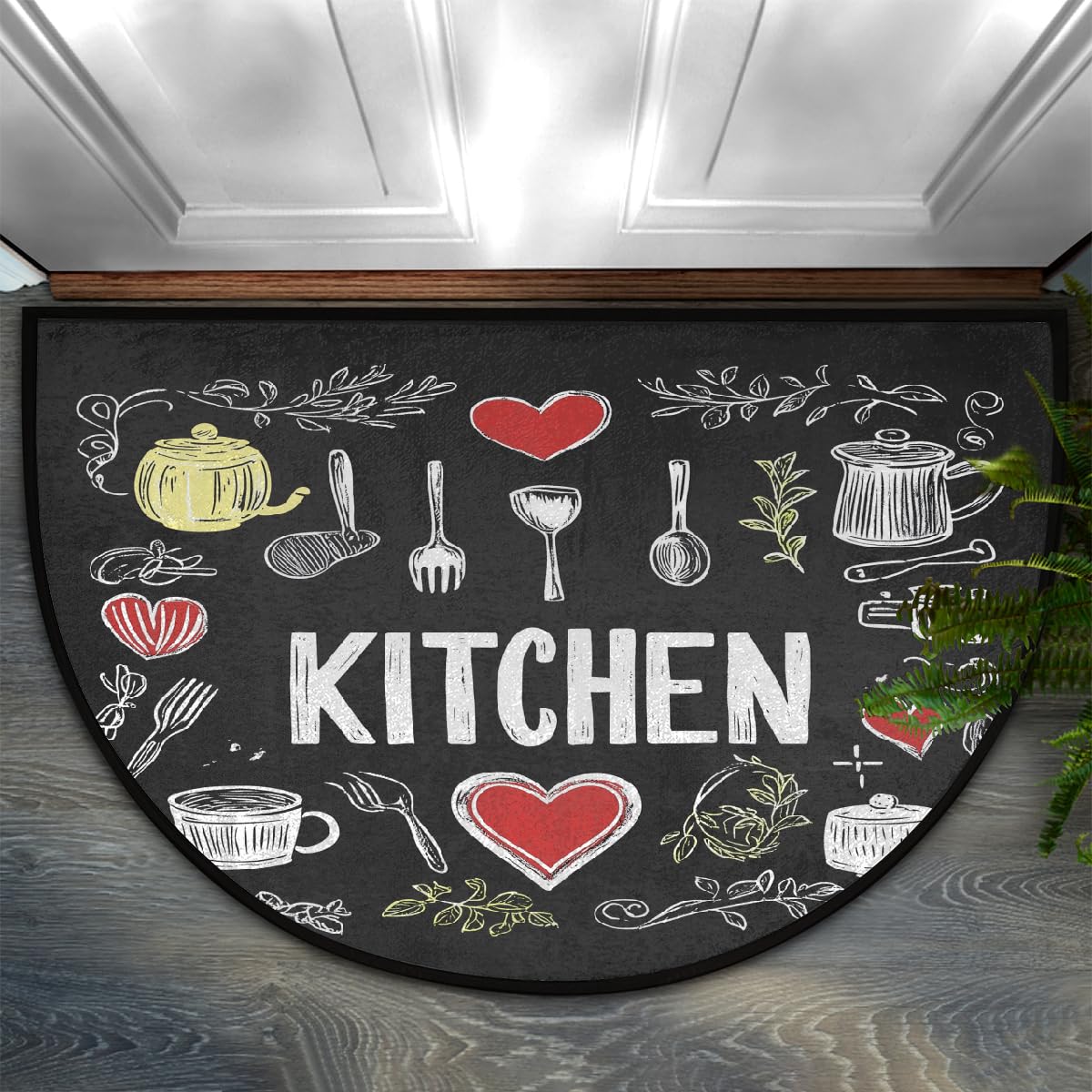 Tapis d'intérieur antidérapant style croquis pour sublimer votre cuisine et votre cheminée