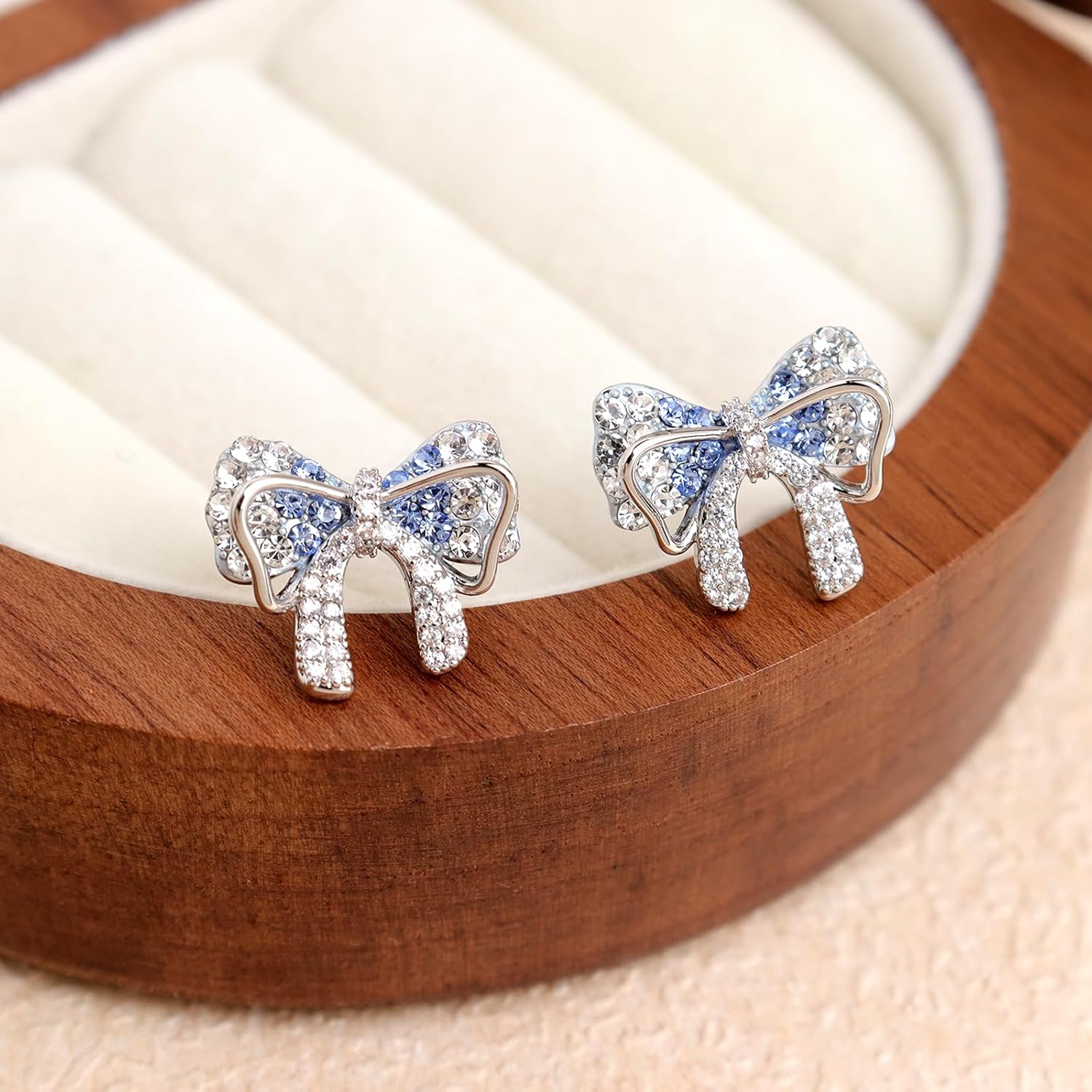 Sonateomber Gold Silver Bow Stud Earrings for Women, Dainty Cute Cubic Zirconia Rhinestone Ribbon Bowknot Earings Prom Wedding Fashion Jewelry Gift - Image 6