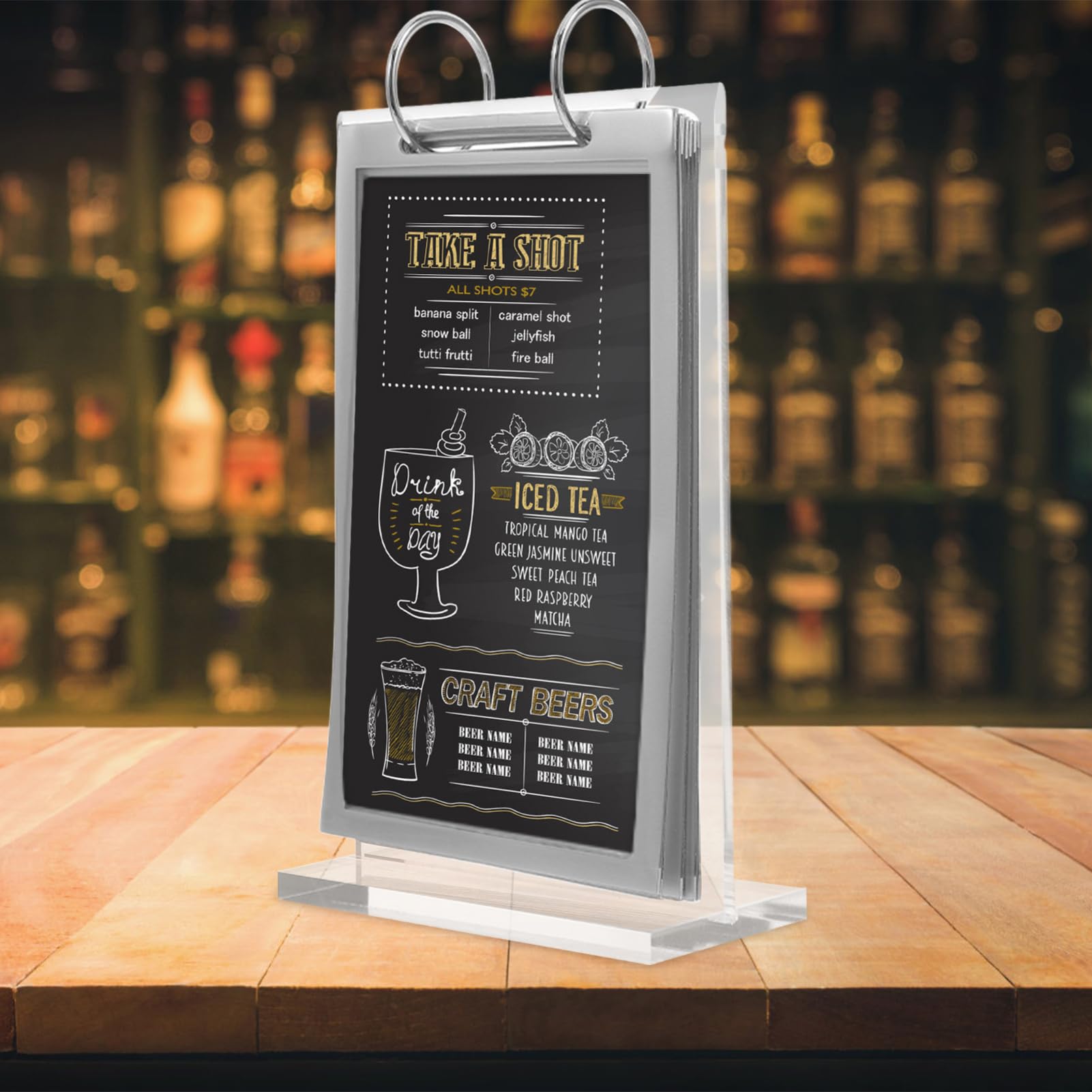 SEWACC 5 Elegantes Caballetes Para Exhibir Menús Y Carteles Con Base Para Restaurantes Y Oficinas.