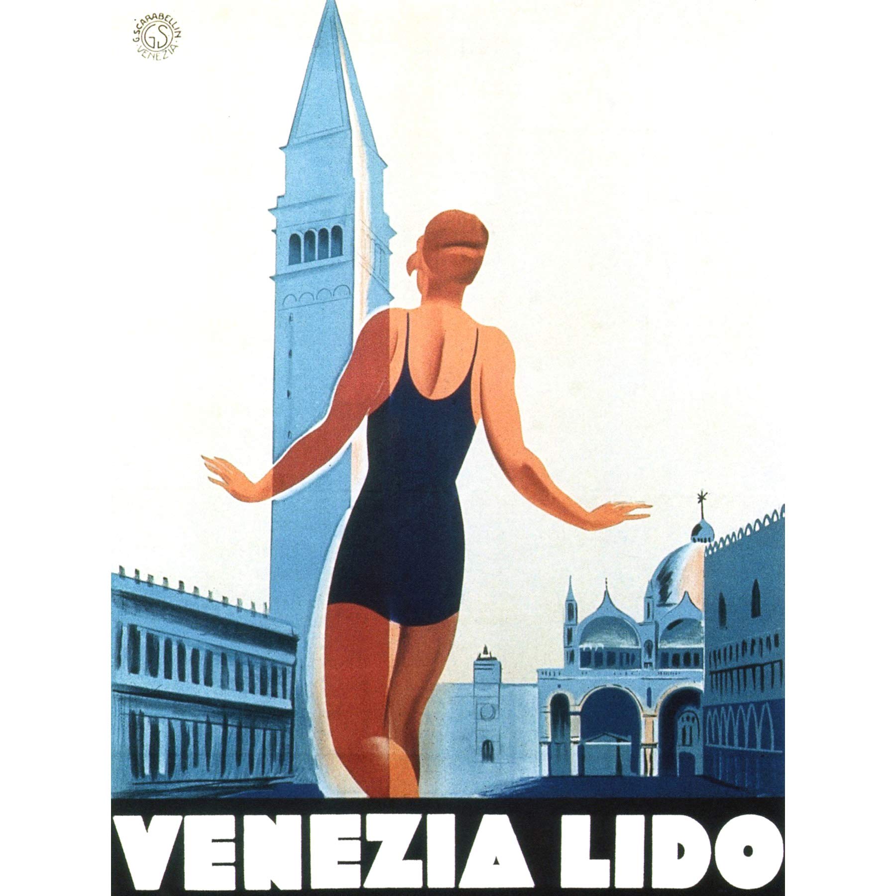 Wee Blue Coo Advert Dudovich Nizzoli Venezia Lido Pool Swimming Italy Venice 30X40 Cms Fine Art Print Art Poster Bb6897