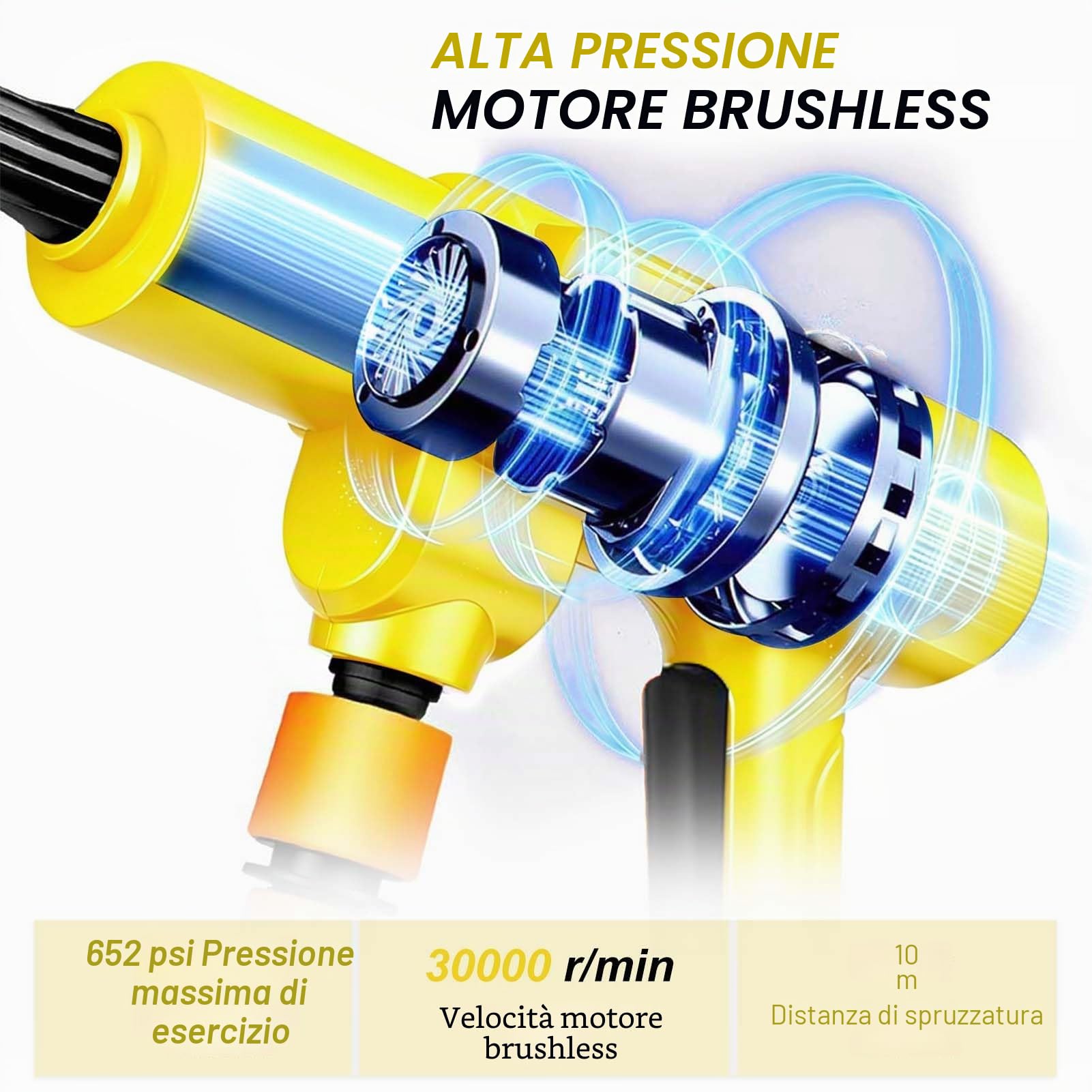TOPALL Idropulitrice a Batteria,Pistola Idropulitrice Portatile,High Pressure Cleaner,Max da 45 Bar,con 2 * 4000mAH Batterie | Tubo da 8.5M | 6 in 1 Ugello | Rotante Ugello,per Auto,Giardino