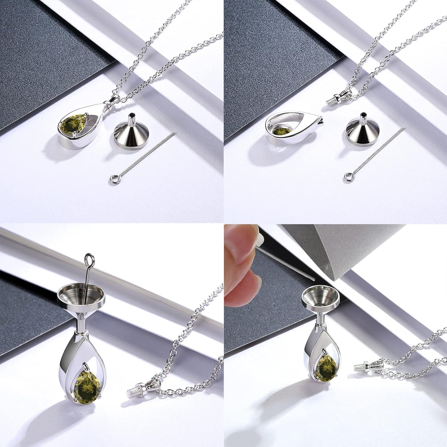 Sariel 925 Sterling Silver Cremation Jewelry Memorial CZ Teardrop Ashes Keepsake Urns Pendant Necklace for urn Necklaces Ashes Jewelry Gifts - Image 2