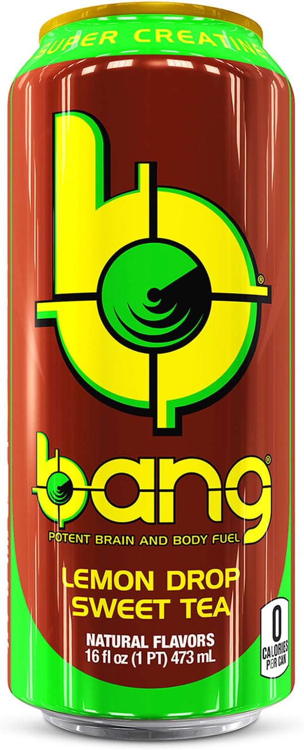 Bang Energy Drink with CoQ10 Creatine NonCarbonated Lemon Drop Sweet Tea (24 Drinks)
