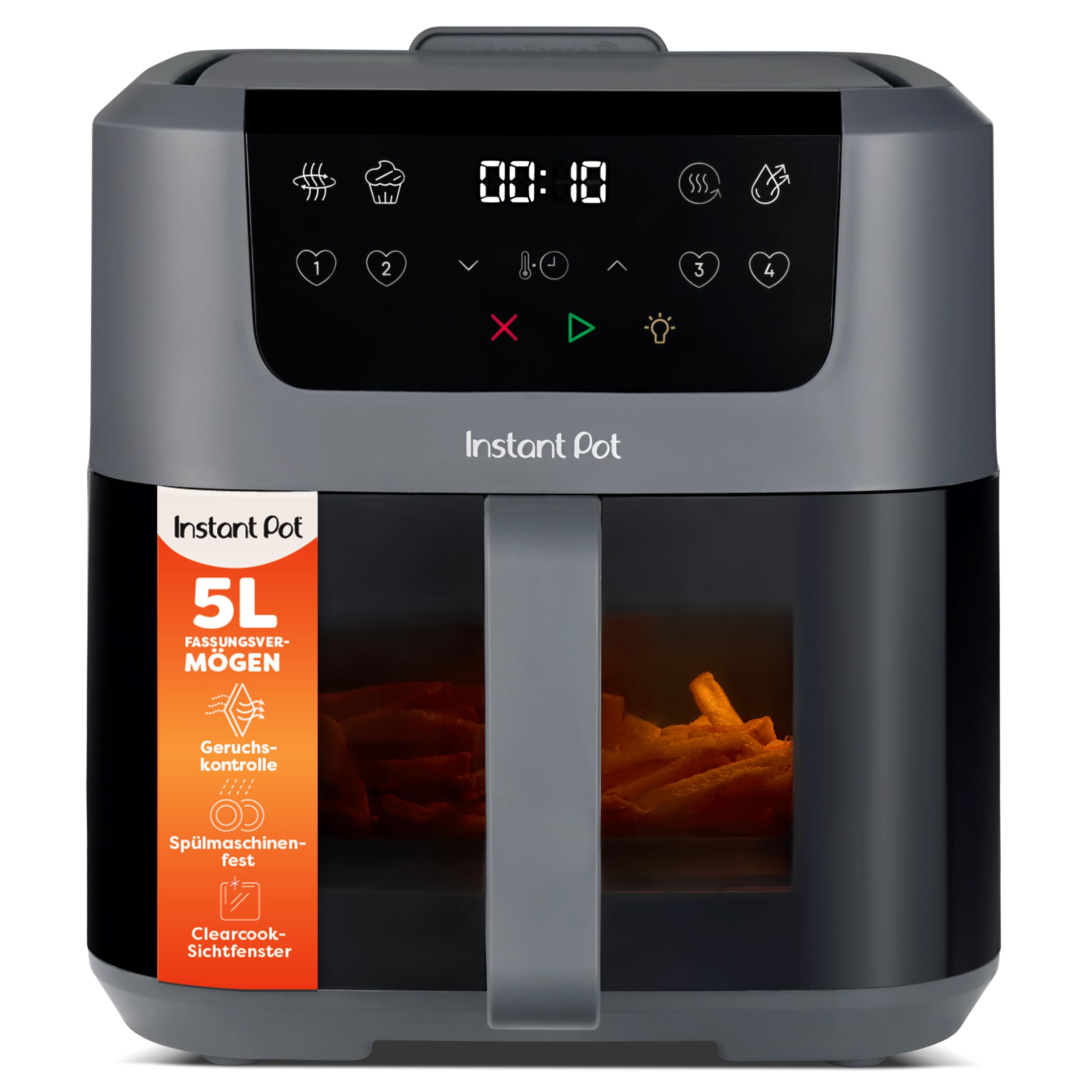 Instant Pot Vortex Compact Truffle frytkownica na gorące powietrze kosz o pojemności 5 l, rozmiar rodzinny, 4 w 1 smażenie na gorącym powietrzu, suszenie, pieczenie, podgrzewanie