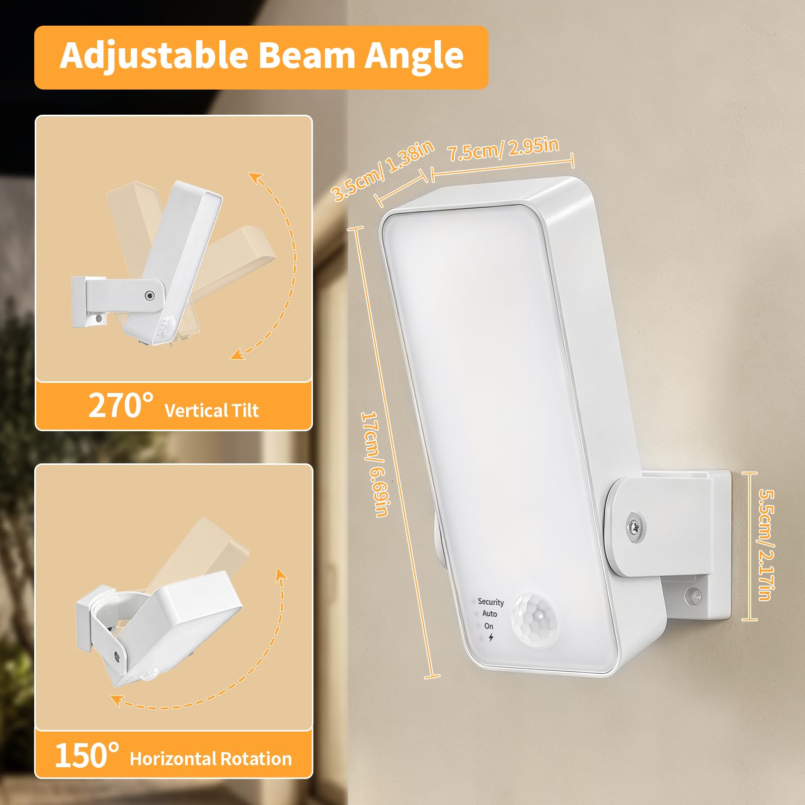 Ricaricabile Applique da Esterno con Sensore IP65 für Esterno