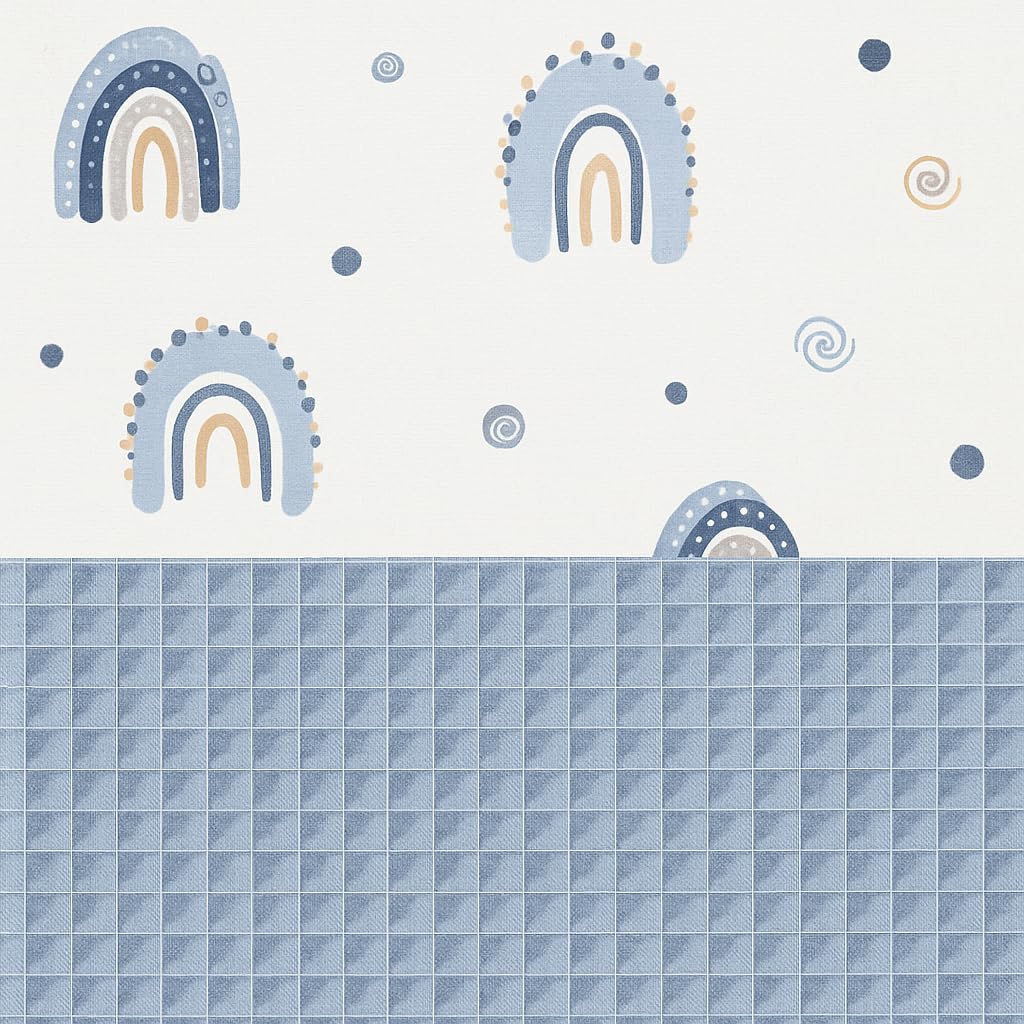 Schlangenmanufaktur® Kuschelschlange Blau mit Regenbögen und Wolken – Stillkissen & Lagerungskissen – Handgefertigt in Bayern aus Öko-Tex® Baumwolle – Babyzimmer & Wickeltisch Zubehör (400x13cm)