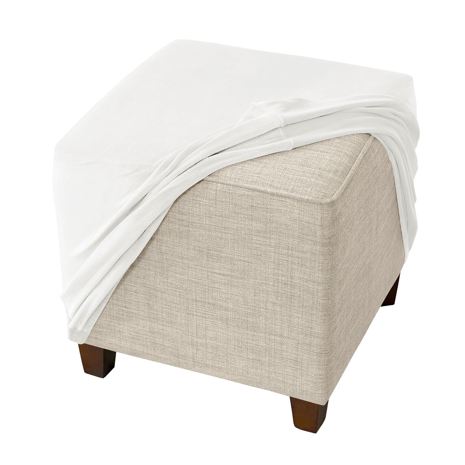 Copri Pouf Jacquard Elasticizzato - Beige, Lavabile, Per Soggiorno - Foto 7