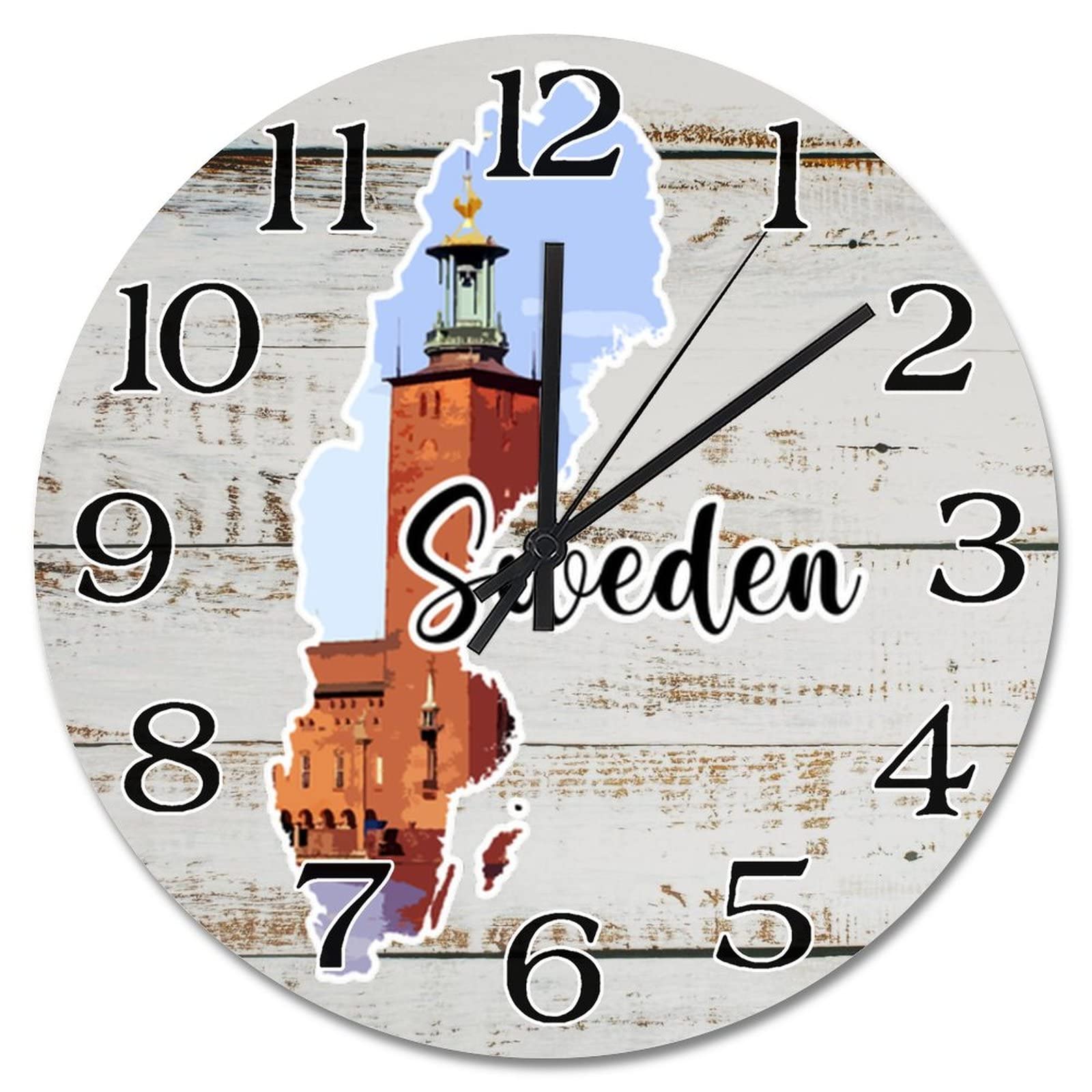 Horloge murale Suède de 38,1 cm grand format pour décoration murale chic