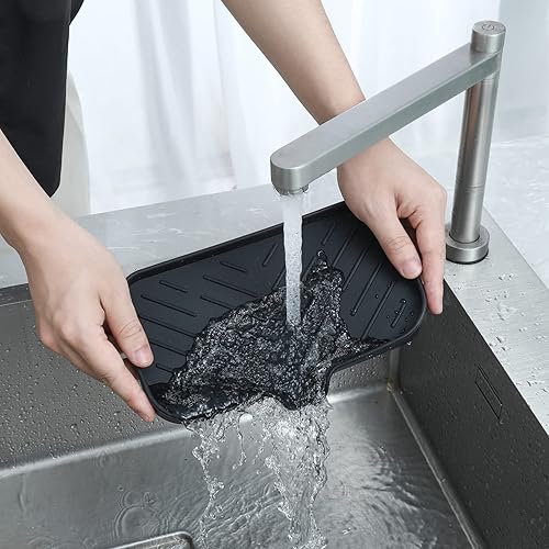 Miniatura 7 de Jaboneras de baño de silicona con boquilla de drenaje, organizador de fregadero de baño y cocina, soporte para esponja, bandeja de jabón para