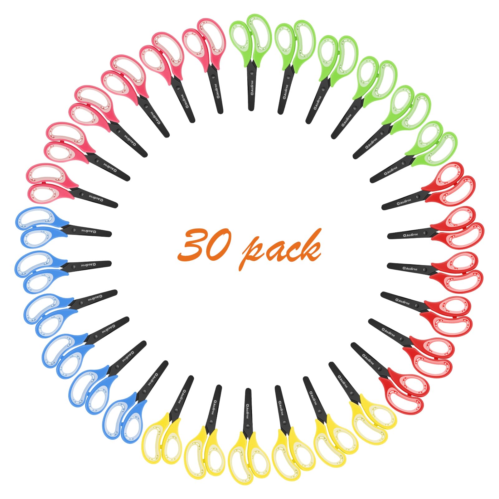 Asdirne Tijeras para niños con revestimiento negro, tijeras de seguridad para niños, tijeras de manualidades con punta roma, cuchillas de acero inoxidable y agarre suave, ideales para el hogar y la