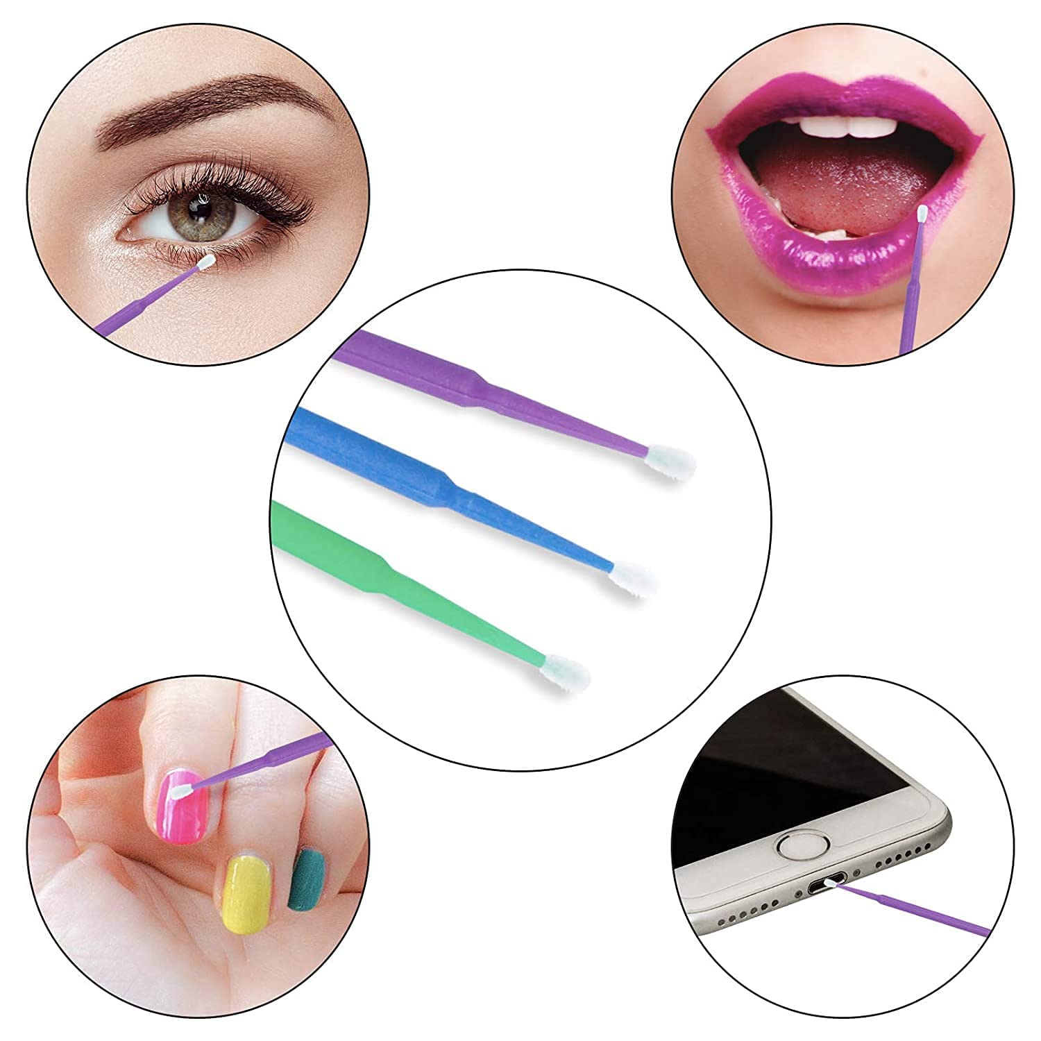 200PCS Microcepillos Aplicadores Desechables para Extracción de Pestañas, Maquillaje, Nail Art y Limpieza