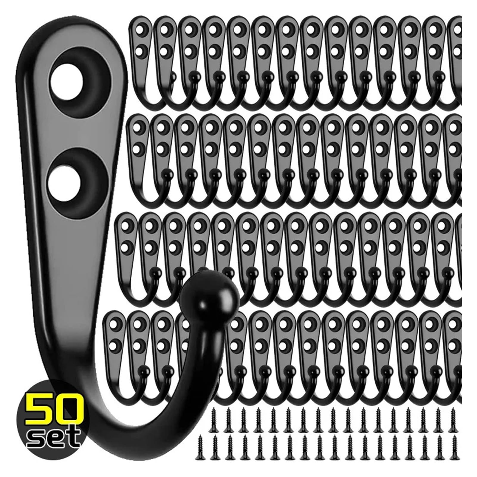 Kleiderhaken Wand Metal Hooks with Screws Wall Mounted Hanging Hook for Coat Towel Bags Caps Hanger Kitchen Bathroom Storage Rack Holder(Gold,50 Sets)