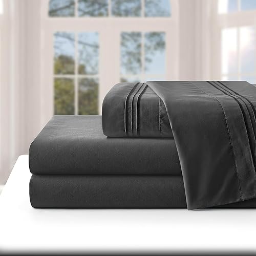 Miniatura 1 de Manyshofu Juego de sábanas de tamaño individual con bolsillos extra profundos, sábanas y fundas de almohada de 1800 hilos de lujo para hotel, juego