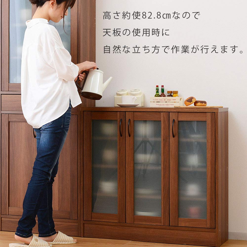 Amazon｜ワイエムワールド 食器棚 キッチン 収納 ロータイプ 木製 扉