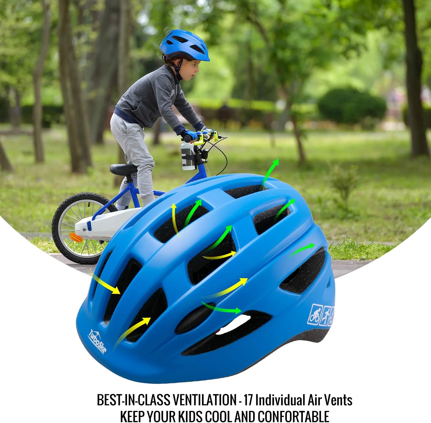 TurboSke Kids Toddler Bike Helmet, Multi-Sport Adjustable Helmet for Kids Boys and Girls Ages 3-10 : Sports & Outdoors