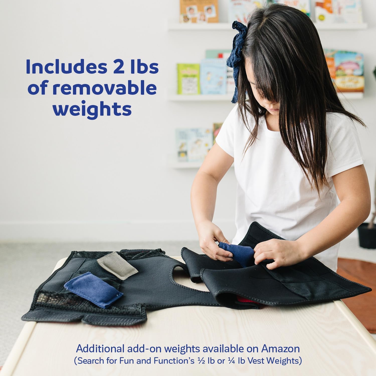 Fun and Function - Black Weighted Compression Vest for Kids & Adults - Calming Weighted Vest for Sensory Issues - For Toddlers, Kids, Teens & Adult - Black color is 1" Longer