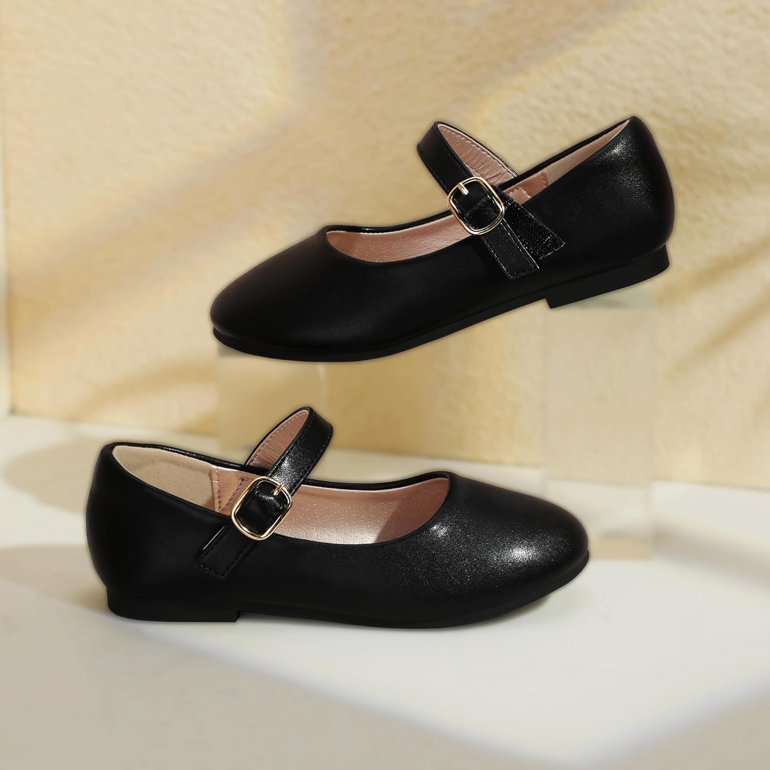 PANDANINJIA Girls Dress Shoes Flower Girl Ballet Pearl Flats Adela Wedding Party School for Toddler Little Kid - Image 4