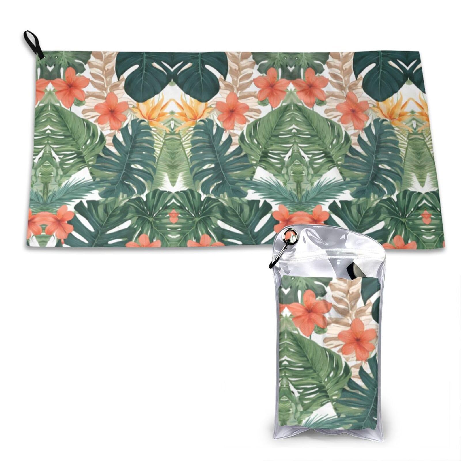 WXWJSHMGC Tropical Summer Hawaiian Flower Palm Leaves Print Cooling Towel, Gym Towel,Cooling Towels For Neck, Soft Breathable Travel Cool Towel,Sports Towels For Gym,Camping