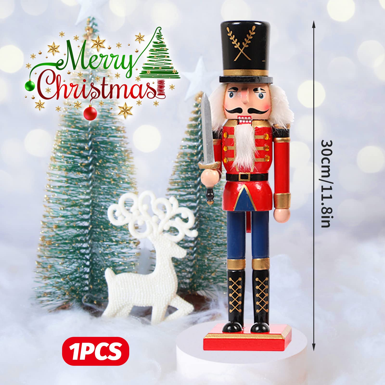 Casse-noisette Soldat En Bois Décoration De Noël Traditionnel Chapeau Rouge 25cm | Leroy Merlin