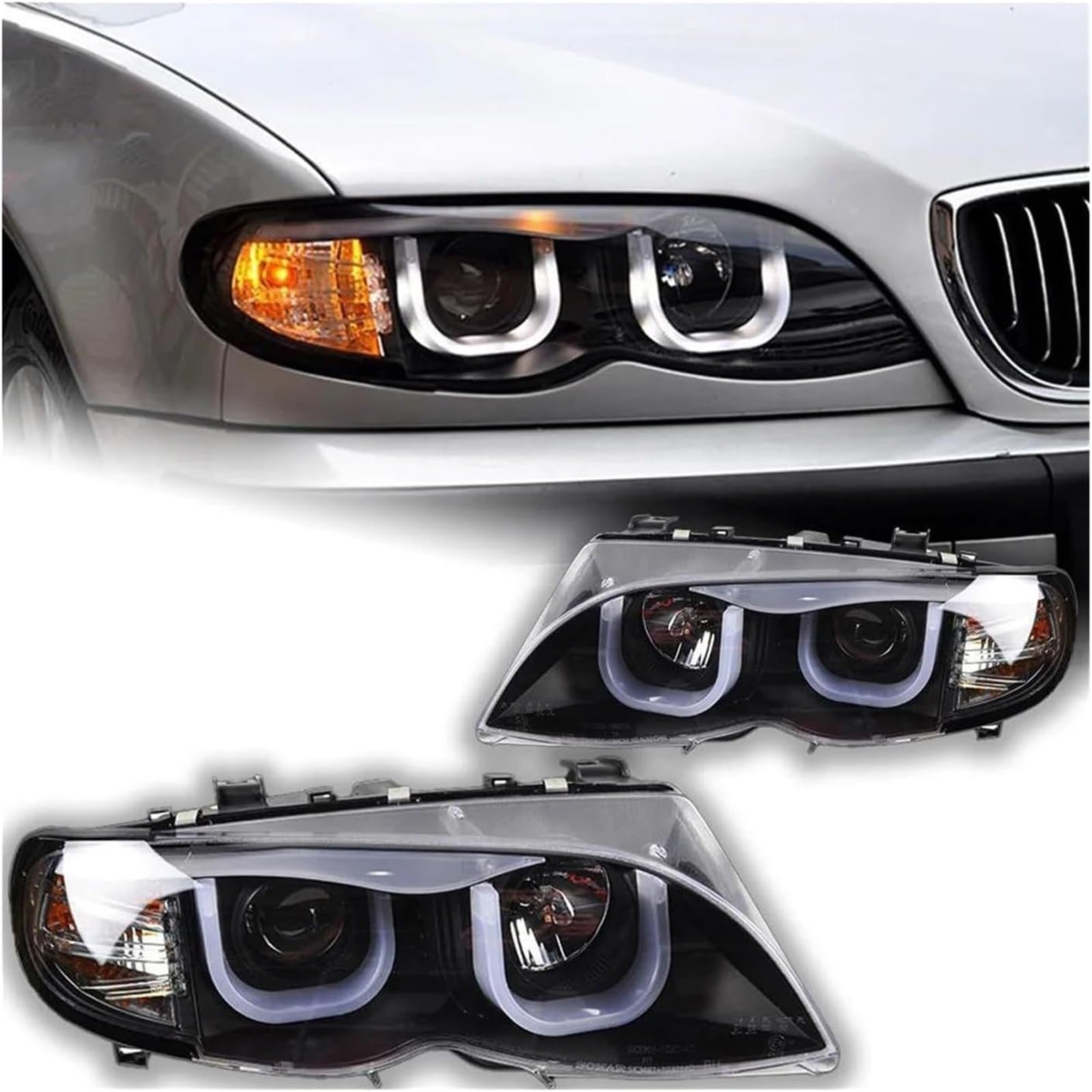 Fari dell'auto Faro anteriore per BMW E46 320i 318i 323i 325i 2001-2006 DRL con luce allo xeno