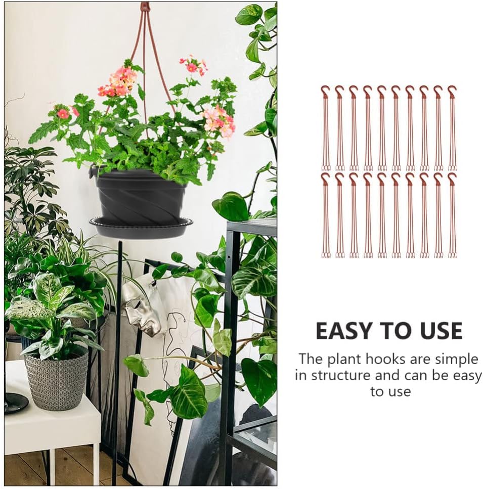 Happyyami 30pcs Flower Pot Hook White Hangers Outdoor Pots Indoor Hanging Planters Hanging Baskets Chains Plant Baskets Flower Plant Holders Plant Load Hooks Plants Heavy Accessories Plastic