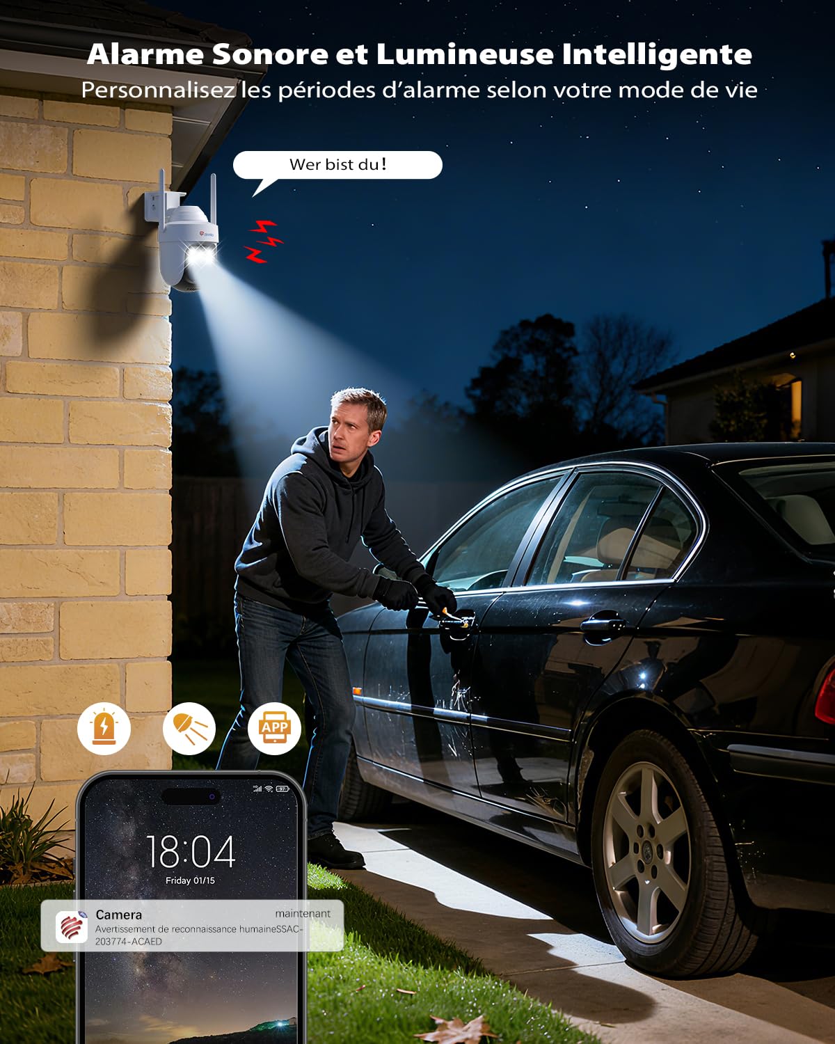 Ctronics 5MP Caméra Surveillance WiFi Exterieure, PTZ Camera IP Exterieur | WiFi 2,4/5GHz avec AI Détection Suivi Auto, Nocturne Couleur 30M, Audio Bidirectionnel, 128GB TF/Cloud/FTP/NVR