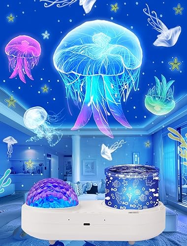 Proyector de ondas oceánicas de luz nocturna para dormitorio de niños, 10 olas de océano de colores + 6 películas, temporizador de rotación de 360