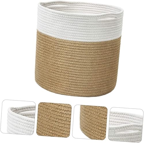 Miniatura 2 de GANAZONO 1 cesta de almacenamiento tejida hecha a mano, asas decorativas ligeras para organizar cómodamente el hogar, arreglos florales