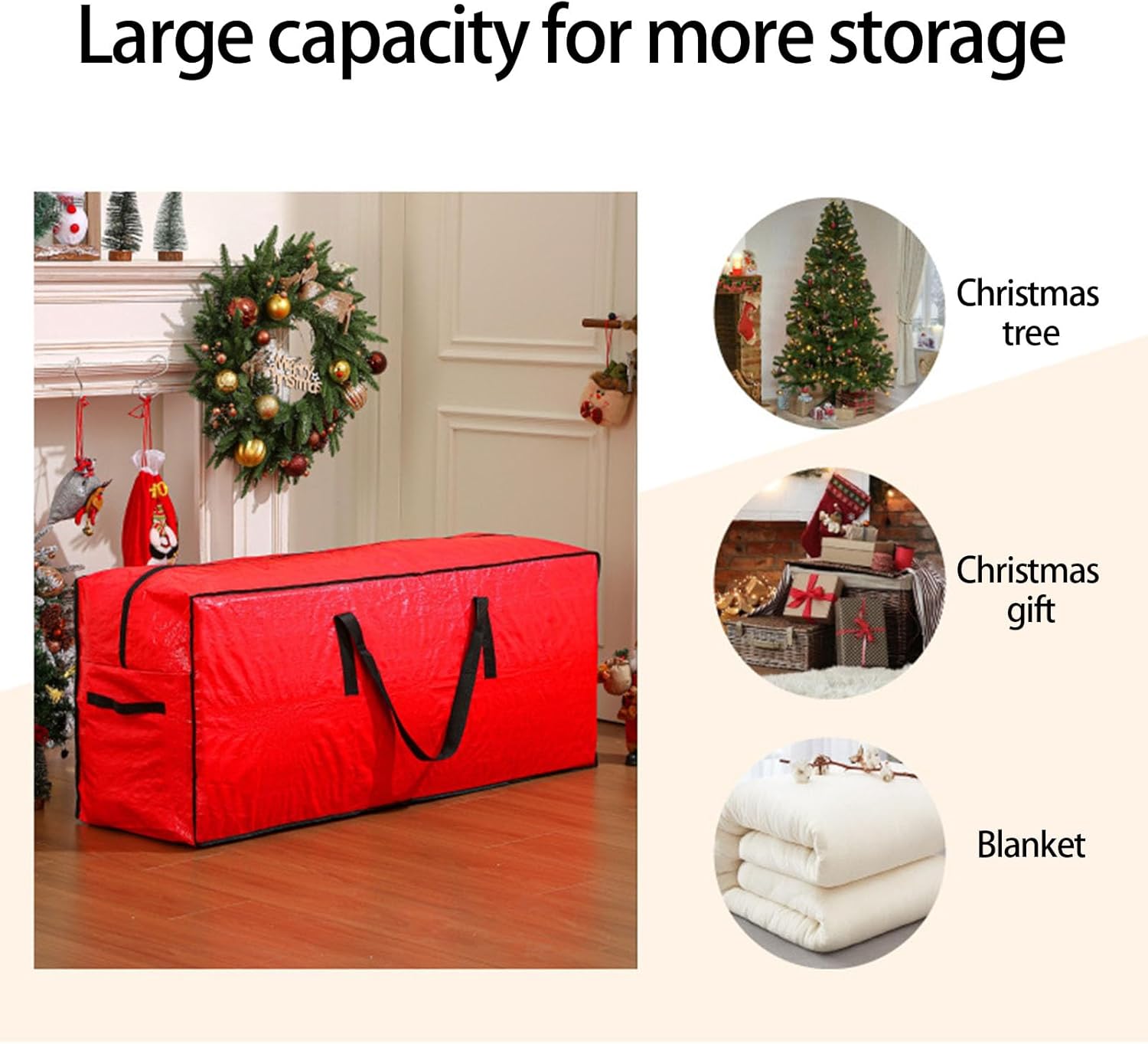 Strong Pliable Storage Bag for Holiday Garnishes POLYETHYLENE Substance with Double Slide Ending and Carry Pulls Space Saving Storage