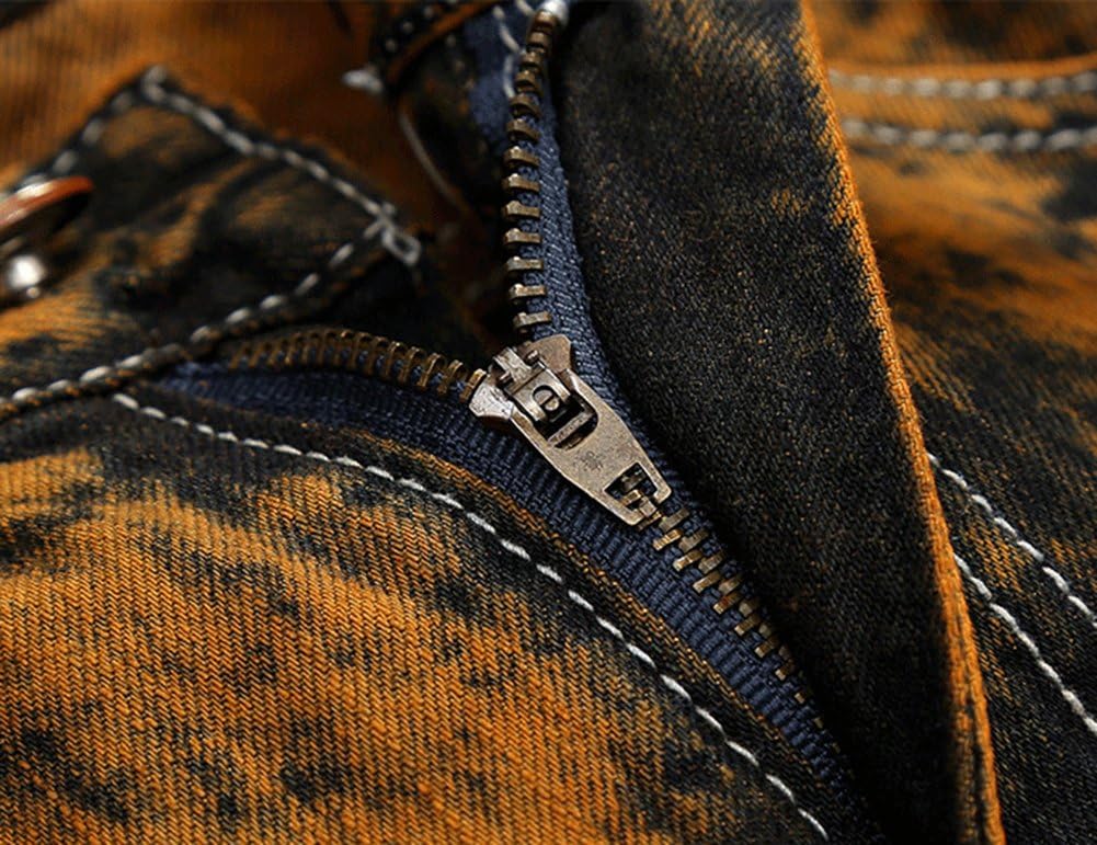 Enrica Men's Ripped Straight Slim Moto Biker Jeans - Image 5