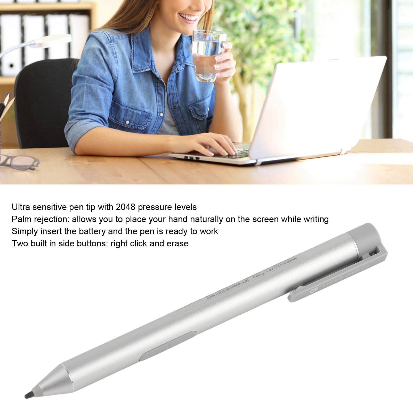 Cuifati Eingabestift für X2 1013 G3 für EliteBook X360 G2 G3 G4 für ProBook G1 G2, 2048 Stufen, Hochpräzise Aktive Kapazitive Stifte für Laptop