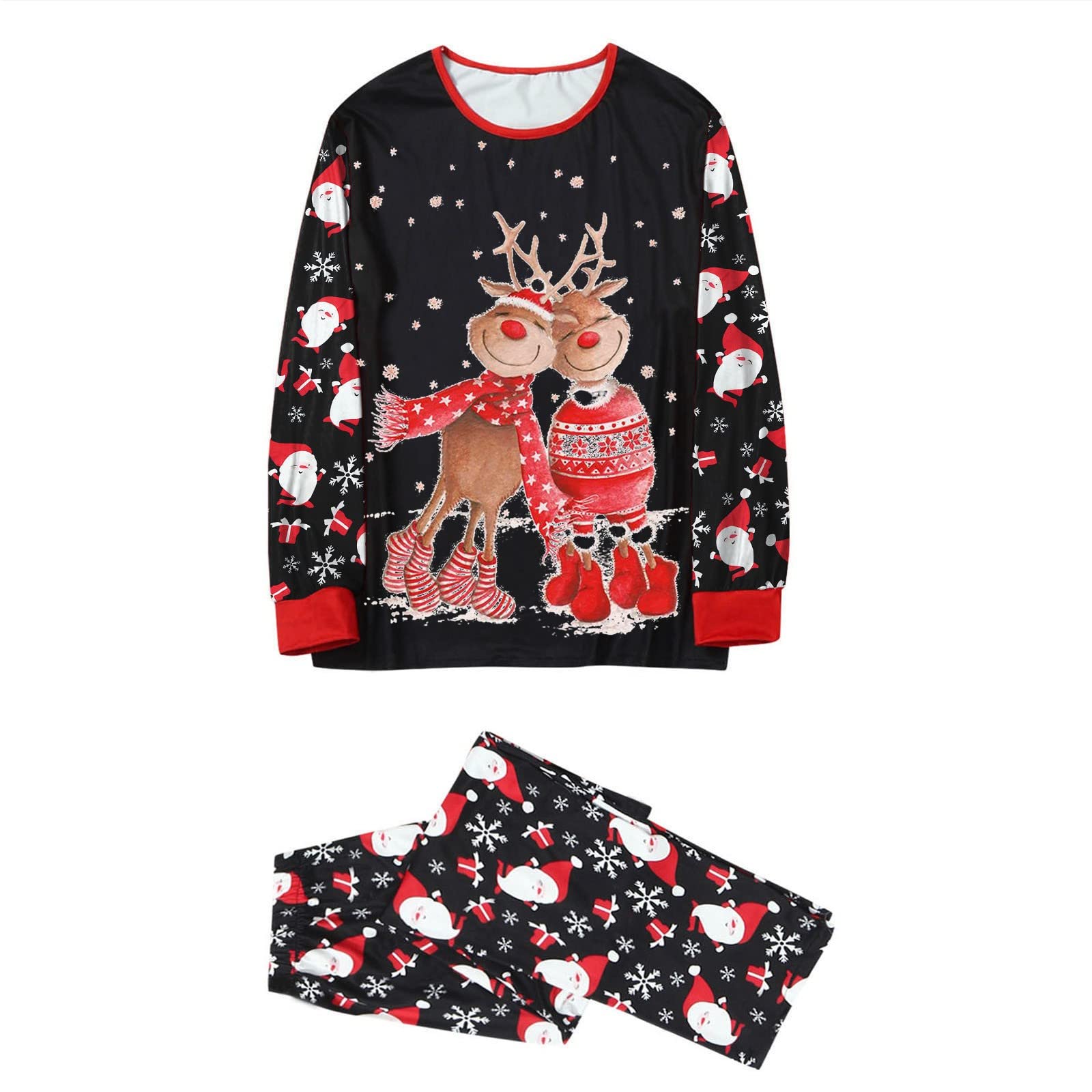 Santa Jumpsuit Clothes Prints Sleeve Merry Romper Christmas Long Family  Bear Christmas Pajamas for Family