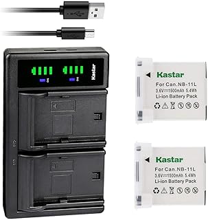 Kastar 2-Pack NB-11L Battery and LTD2 USB Charger Replacement for Canon IXUS 177, IXUS 180, IXUS 185, IXUS 190, IXUS 240 HS, IXUS 245 HS, IXUS 265 HS, IXUS 275 HS, IXUS 285 HS, IXUS 320 HS, IXY 110F