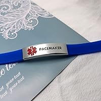 Vista 5 de Pulsera de identificación de alerta médica grabada con láser, pulsera ajustable negra ELIOUS para hombres y mujeres, primeros auxilios