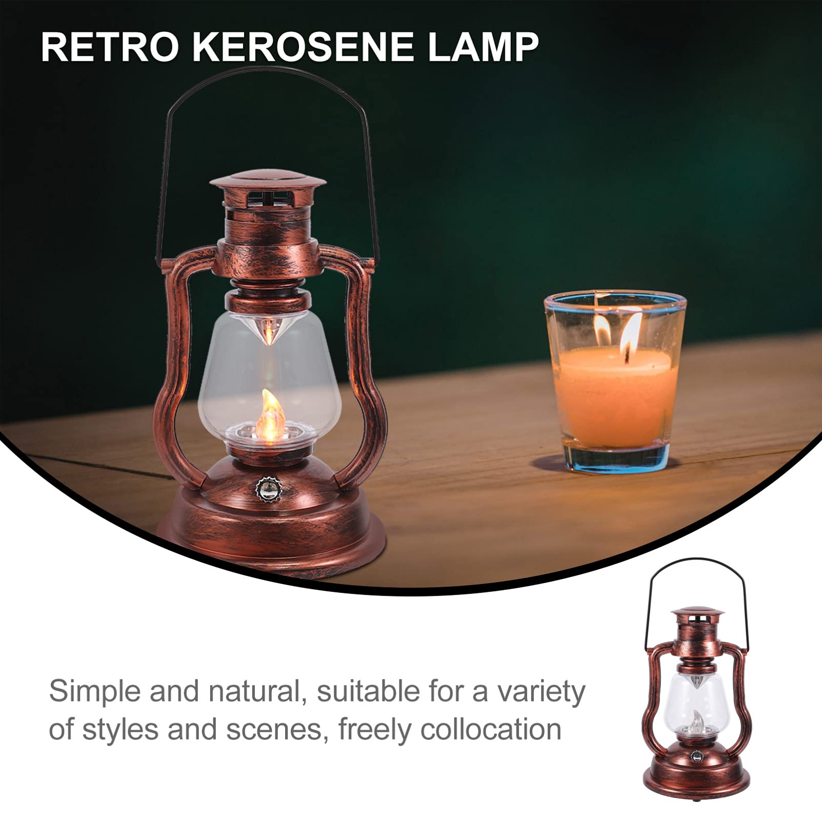 GLEAVI 1Pc Creative Retro Kerosene Lamp Decorative Vintage Lantern for Home Bar and Garden Lighting Festive Atmosphere Night Light Antique Design Batteries Not