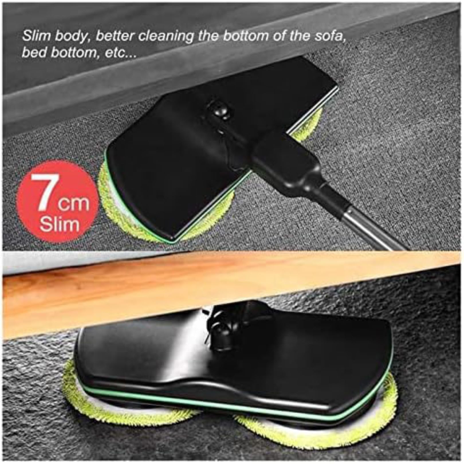 Limpiador de Vapor Portátil para Pisos, Recargable, Eléctrico, Sin Cable, con Fregona Giratoria Electrónica para Hogares, Madera y Baldosas