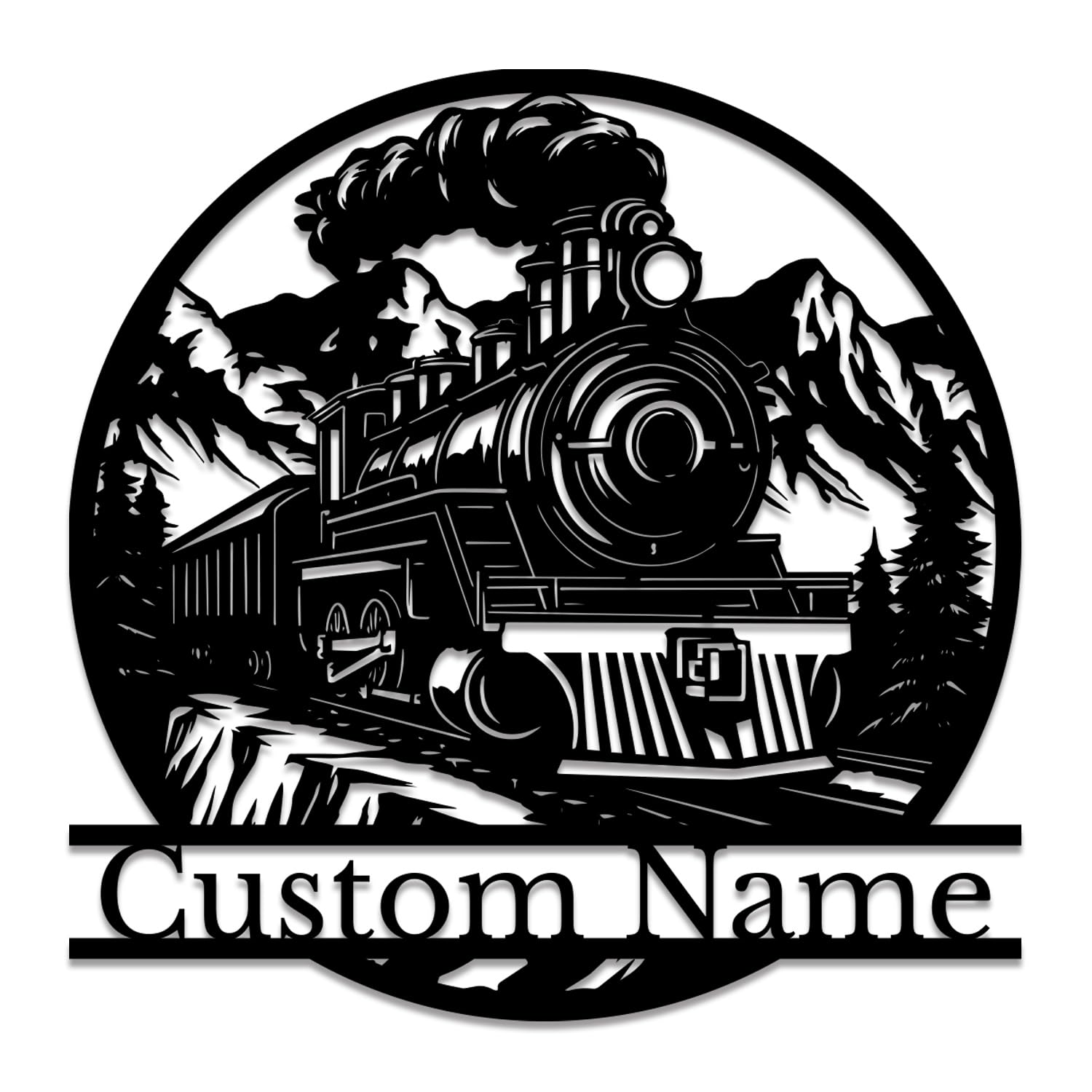 Personalized Railroad Metal Wall Art – Custom Train Engine & Station Sign – Industrial Decor for Man Caves, Offices & Train Lover Gifts (Style-3)