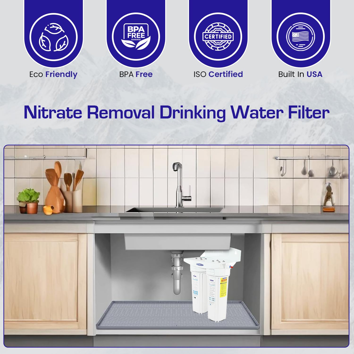 Crystal Quest Under Sink Water Filtration System 1500-2000 Gallon Capacity Advanced Under Counter Water Filter for Kitchen & Drinking Water Purifier Removes Chlorine, Sediment, Easy Install