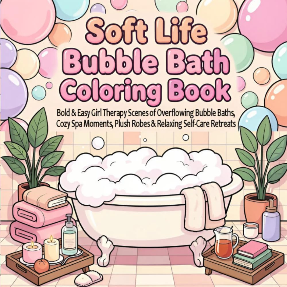 Soft Life Bubble Bath Coloring Book: Bold & Easy Girl Therapy Scenes of Overflowing Bubble Baths, Cozy Spa Moments, Plush Robes & Relaxing Self-Care ... (Soft Life Girl Therapy Coloring Collection)