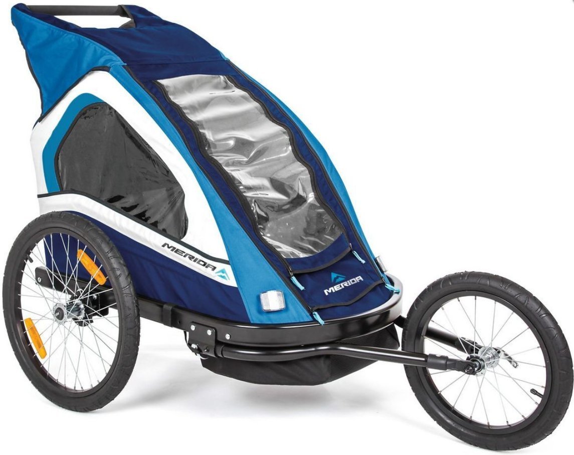 Unbekannt Merida Kids Trailer inkl. Jogging-Set & Schwenkrad für 2 Kinder bis 45 kg blau Neu Sport & Freizeit