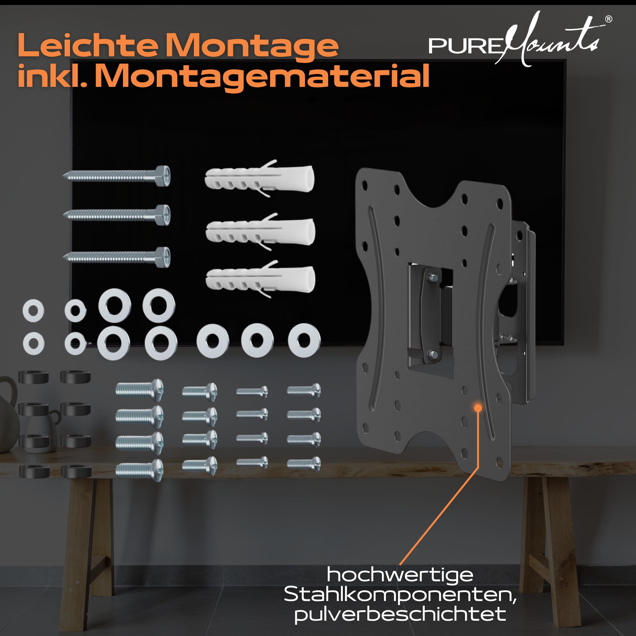 Supporto TV KIMEX Supporto Da Parete Girevole Ultra Estensibile Per TV 55"- 90" Da 55 " A 90 ", Portata Max 80 Kg, VESA Max 200x100 Min, 800x400 Max - Foto 6