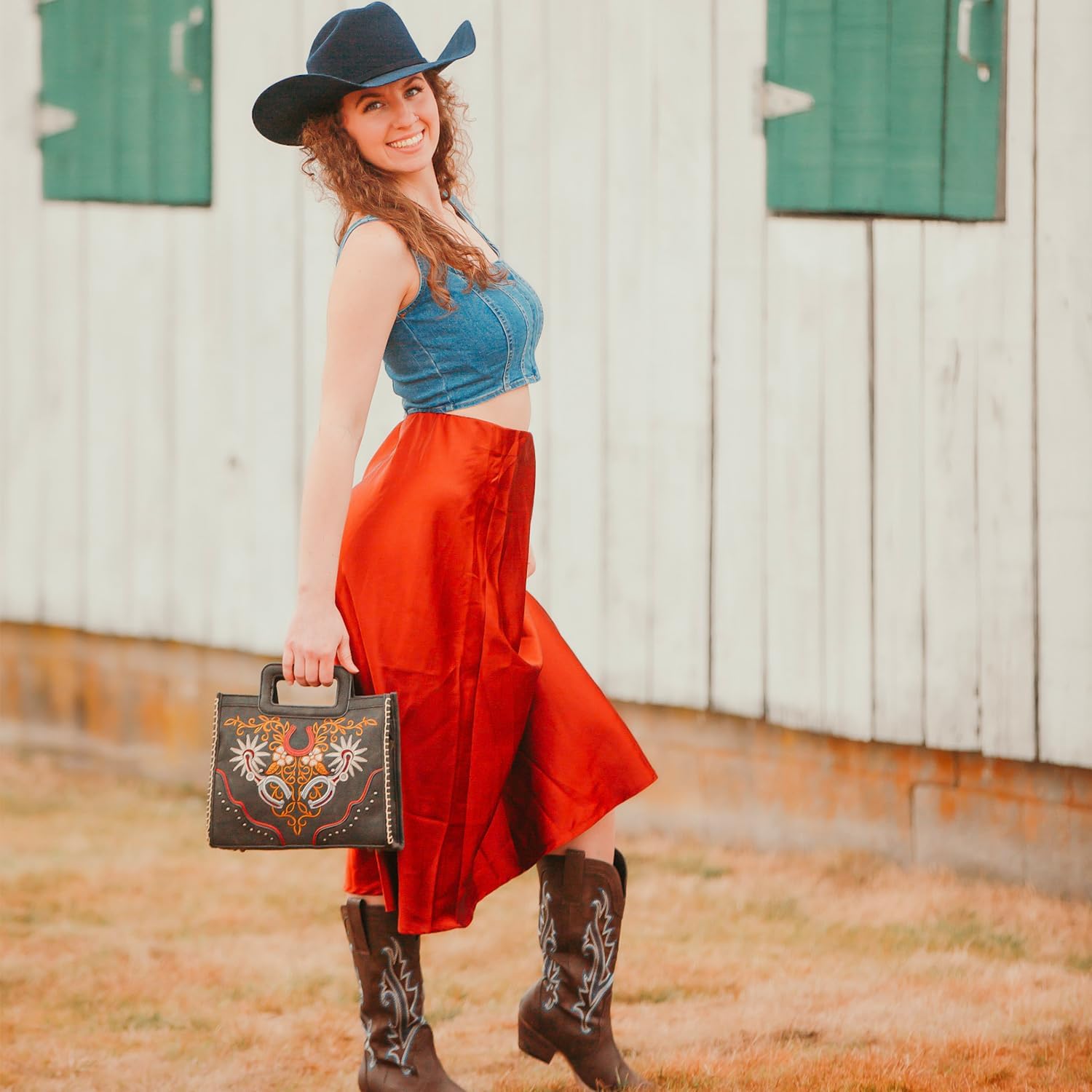 Montana West Western Embroidery Crossbody Bags for Women Top Handle Crossbody Purse